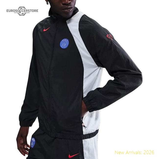 2025-2026 PSG T90 Track Jacket (Black)-Football Jersey Hub