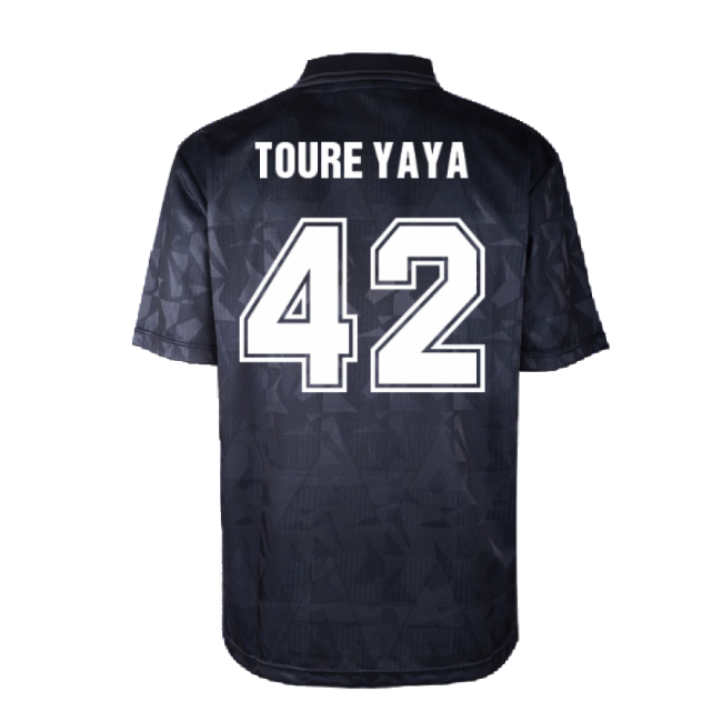 Man City 1990 Blackout Retro Shirt (TOURE YAYA 42)-Football Jersey Hub
