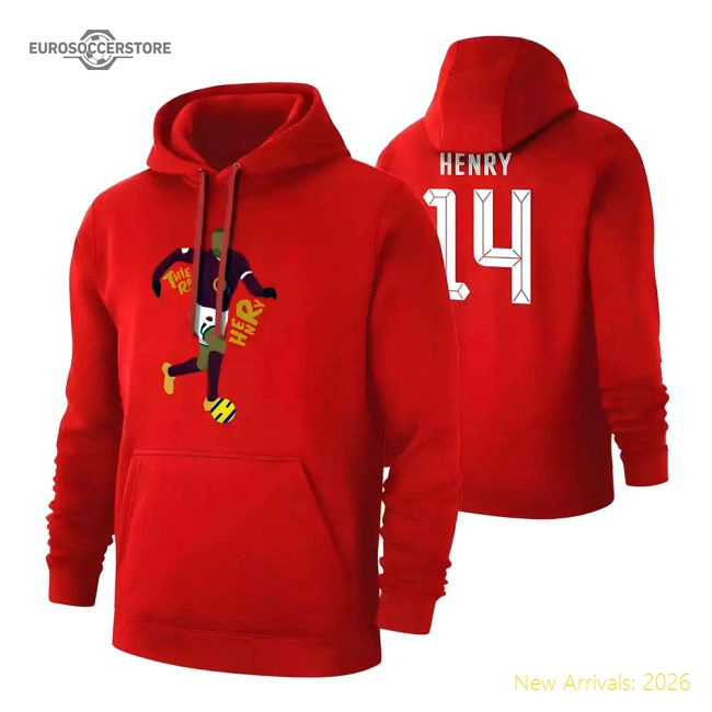 Thierry Henry TITI footer with hood, red-Football Jersey Hub
