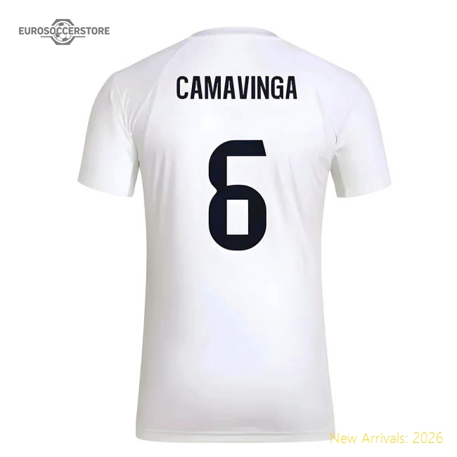 2025-2026 Real Madrid Seasonal Graphic Tee (White) (Camavinga 6)-Football Jersey Hub