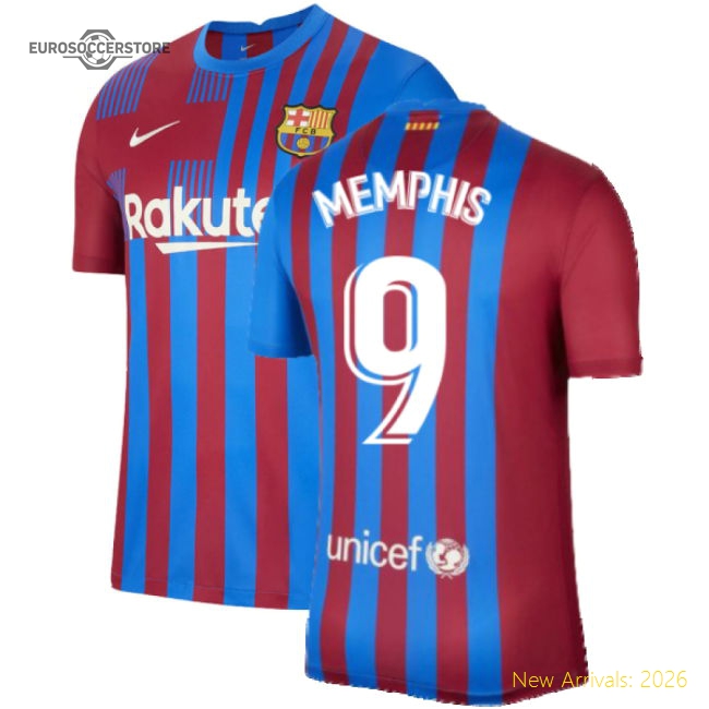 2021-2022 Barcelona Home Shirt (MEMPHIS 9)-Football Jersey Hub