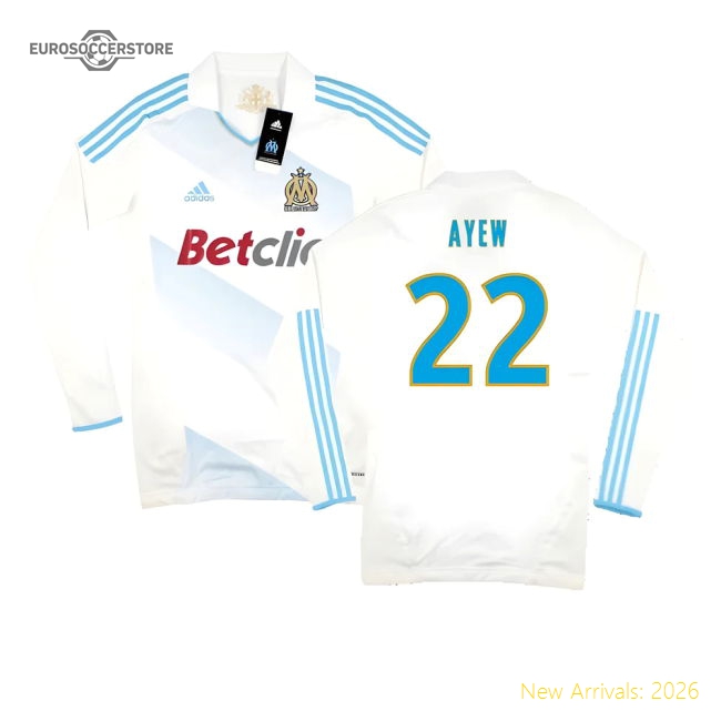 Marseille 2011-12 Player Spec Long Sleeve Home Shirt ((Excellent) L) (Ayew 22)-Football Jersey Hub