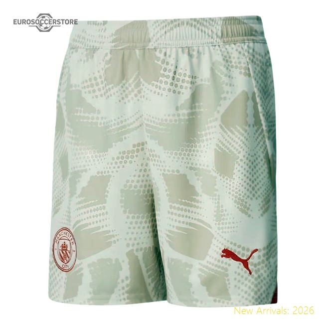 2024-2025 Man City Away Goalkeeper Shorts (Alpine Snow) - Kids-Football Jersey Hub