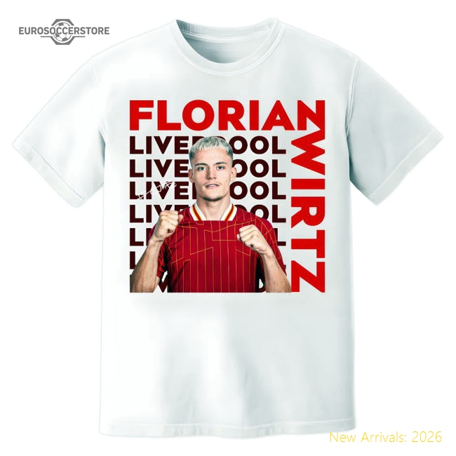 Florian Wirtz Liverpool New Signing T-Shirt (White)-Football Jersey Hub