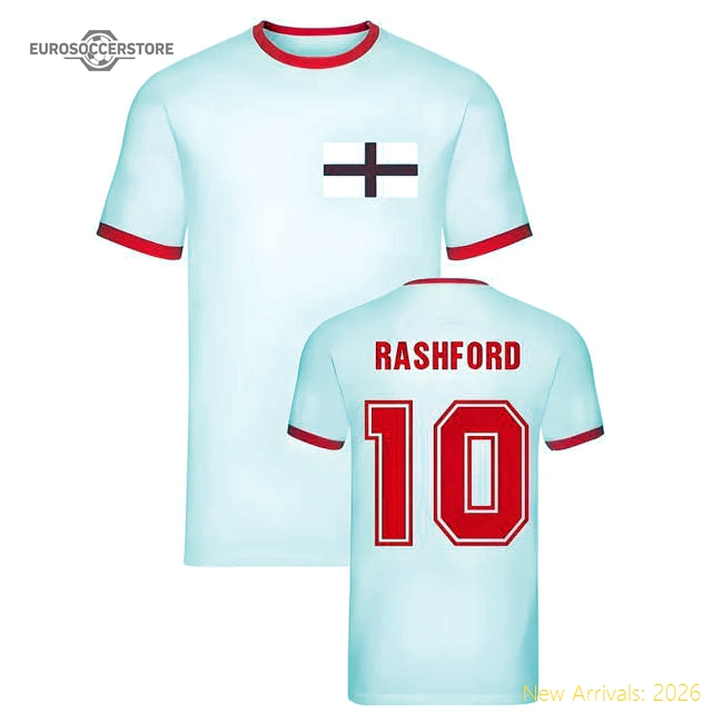 Marcus Rashford England Ringer Tee (White)-Football Jersey Hub