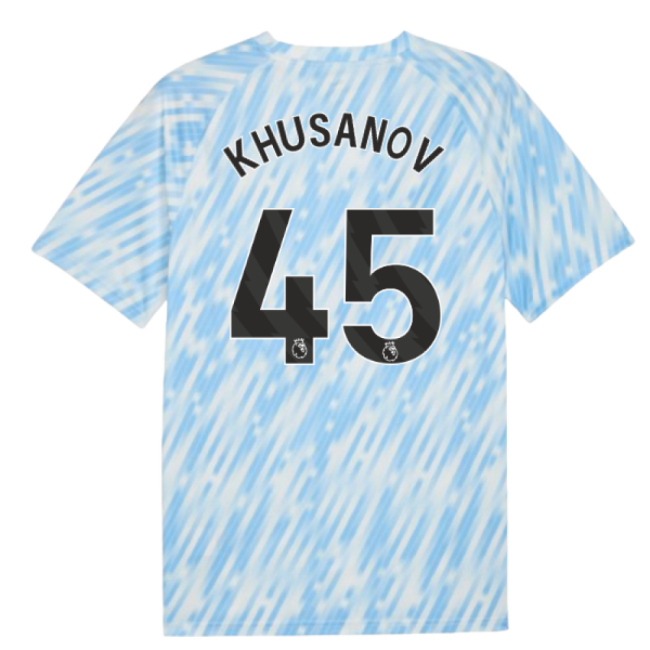 2025-2026 Man City Warm Up Jersey (Silver Sky) (Khusanov 45)-Football Jersey Hub