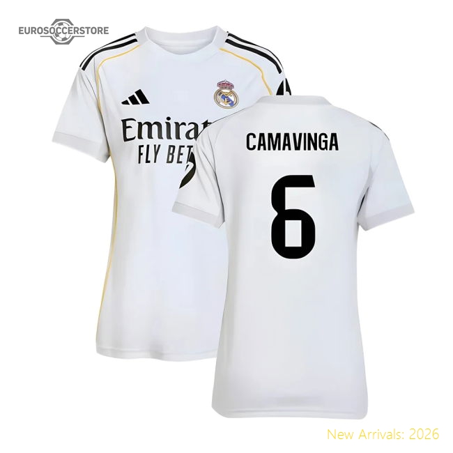 2025-2026 Real Madrid Home Shirt (Womens) (Camavinga 6)-Football Jersey Hub