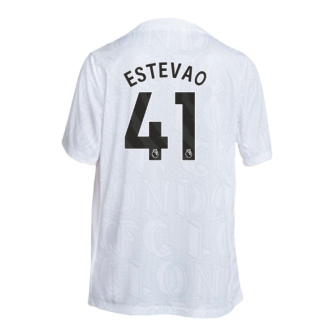 2025-2026 Chelsea Academy Pro Pre-Match Football Top (White) (Estevao 41)-Football Jersey Hub