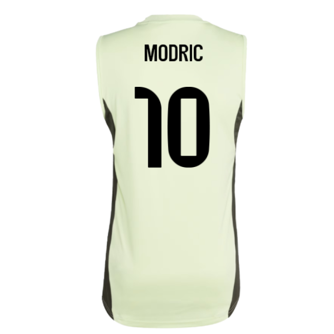 2025-2026 Real Madrid Sleeveless Training Jersey (Almost Lime) (Modric 10)-Football Jersey Hub