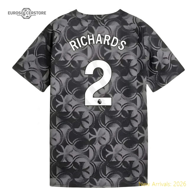 2025-2026 Man City Warm Up Jersey (Black) - Kids (Richards 2)-Football Jersey Hub