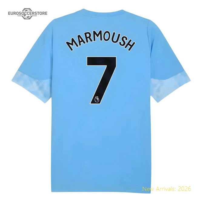 2025-2026 Man City Training Jersey (Light Blue) - Kids (Marmoush 7)-Football Jersey Hub