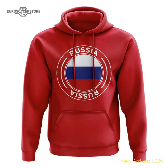 Russia Football Badge Hoodie (Red)-Football Jersey Hub