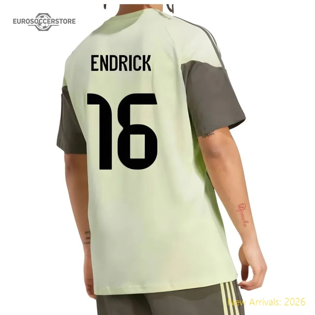 2025-2026 Real Madrid Training Tee (Almost Lime) (Endrick 16)-Football Jersey Hub