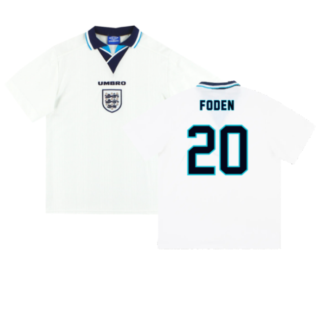 England 1995-97 Home Shirt (XL) (Foden 20) (Excellent)-Football Jersey Hub