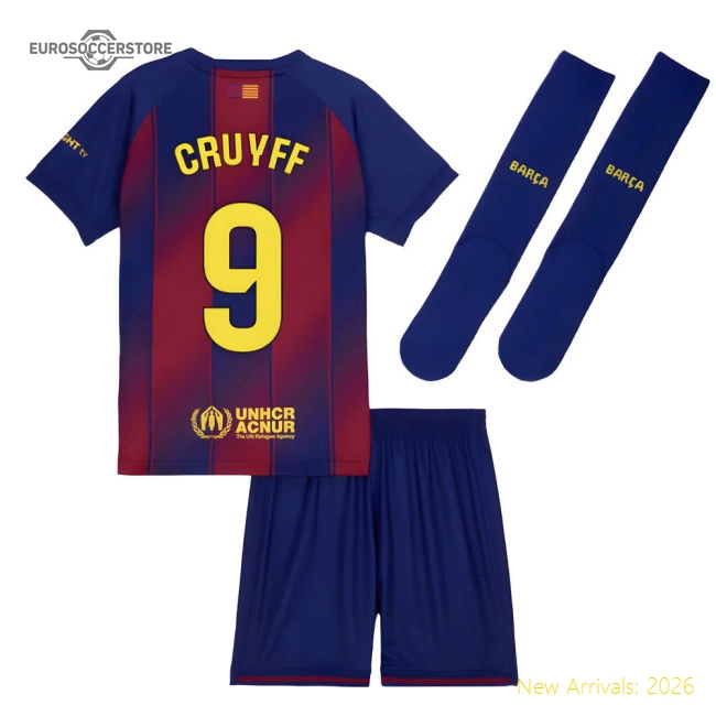 2025-2026 Barcelona Home Mini Kit (Cruyff 9)-Football Jersey Hub