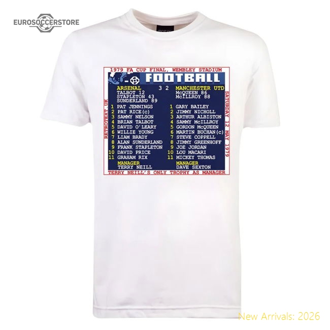 1979 FA Cup Final (Arsenal) Retrotext T-shirt - White-Football Jersey Hub