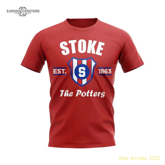 Stoke Established Football T-Shirt (Red)-Football Jersey Hub