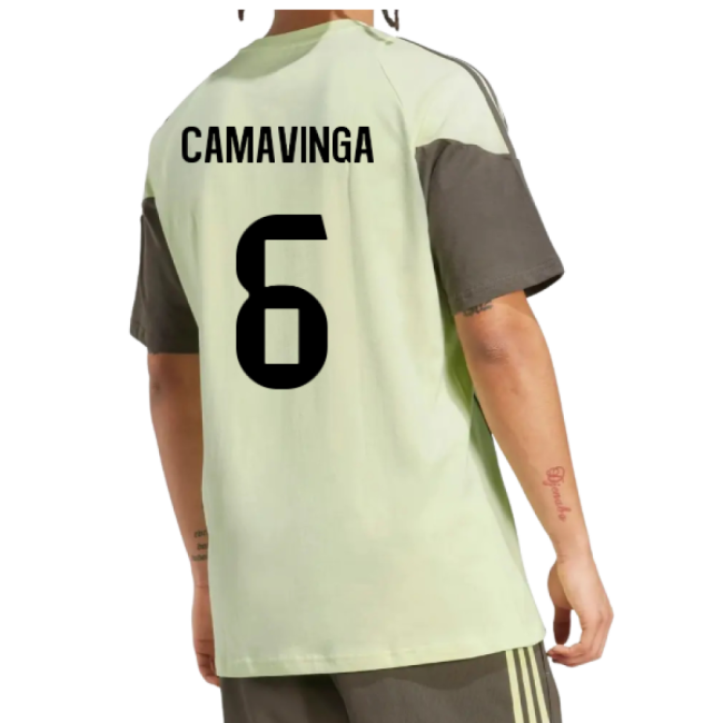 2025-2026 Real Madrid Training Tee (Almost Lime) (Camavinga 6)-Football Jersey Hub