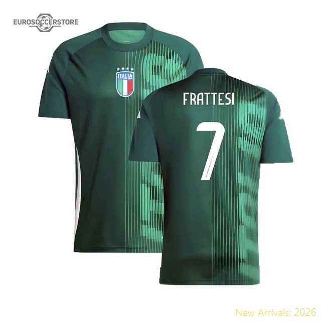 2024-2025 Italy Pre-Match Shirt (Green) (FRATTESI 7)-Football Jersey Hub