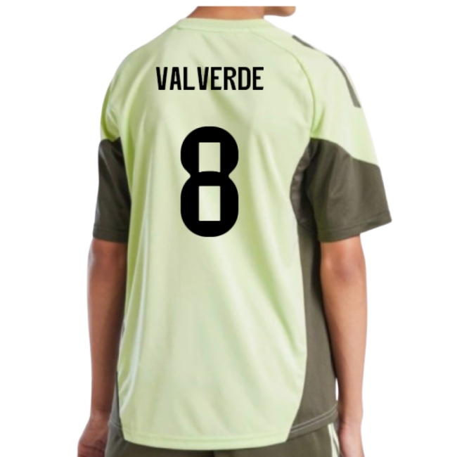 2025-2026 Real Madrid Training Jersey (Almost Lime) - Kids (Valverde 8)-Football Jersey Hub