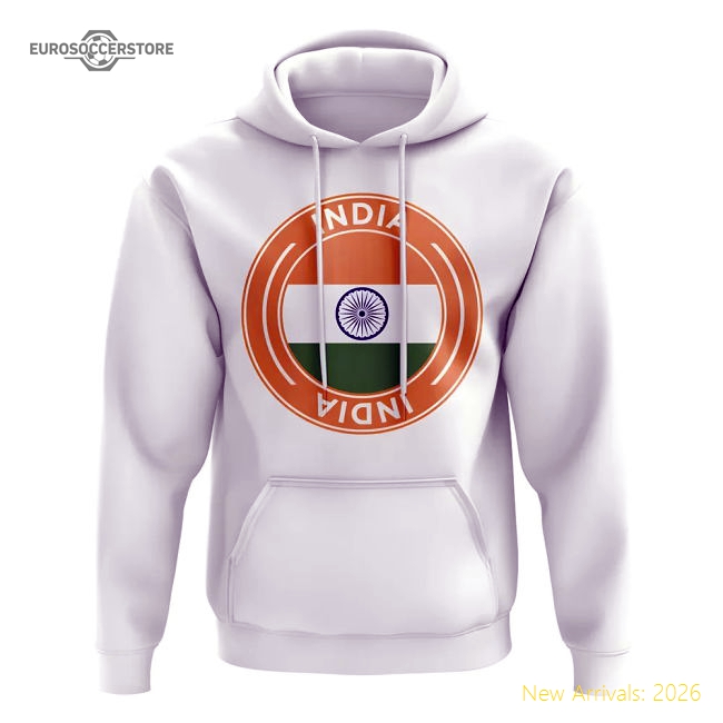 India Football Badge Hoodie (White)-Football Jersey Hub