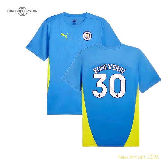 2024-2025 Man City Training Shirt (Magic Blue) (Echeverri 30)-Football Jersey Hub