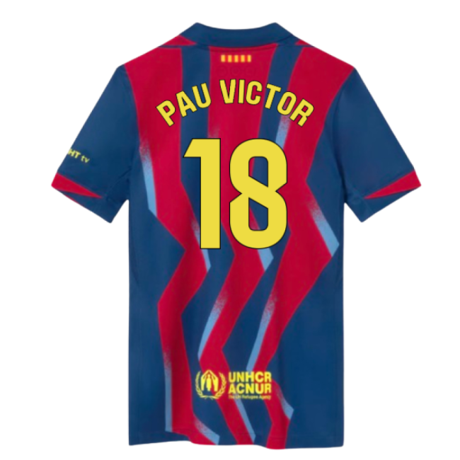2025-2026 Barcelona Fourth Shirt (Kids) (Pau Victor 18)-Football Jersey Hub