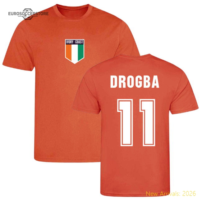 Drogba Ivory Coast Training Jersey (Orange)-Football Jersey Hub