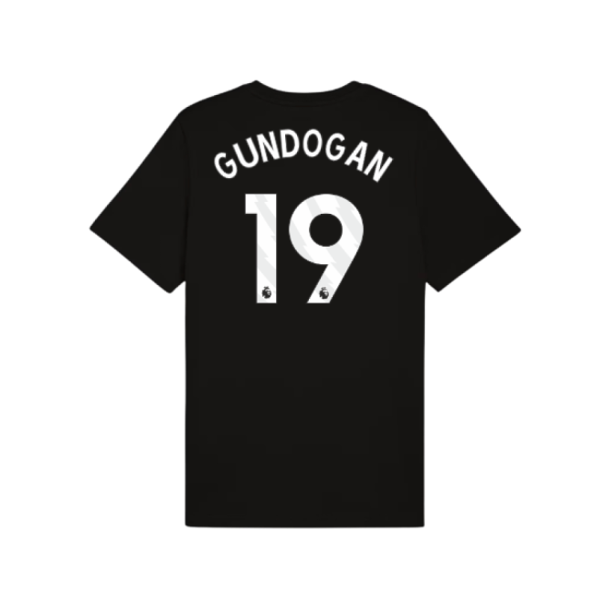 2025-2026 Man City FtblESS Tee (Black) (Gundogan 19)-Football Jersey Hub