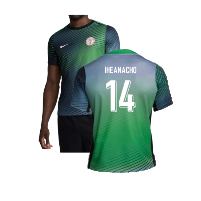 2024-2025 Nigeria Pre-Match Training Shirt (Cool Grey) (Iheanacho 14)-Football Jersey Hub
