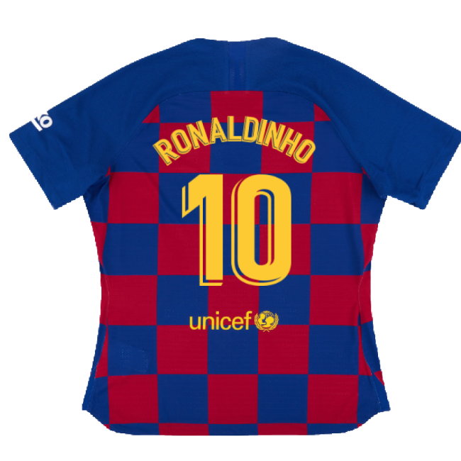 Barcelona 2019-20 Womens Home Shirt (Vaporkit) ((Excellent) S) (RONALDINHO 10)-Football Jersey Hub