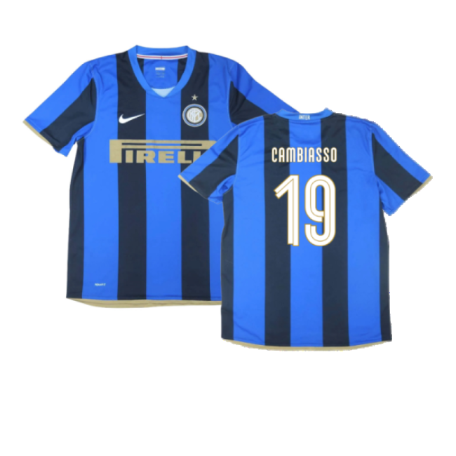 Inter Milan 2008-09 Home Shirt ((Excellent) S) (Cambiasso 19)-Football Jersey Hub