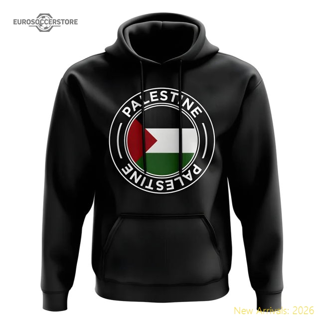 Palestine Football Badge Hoodie (Black)-Football Jersey Hub