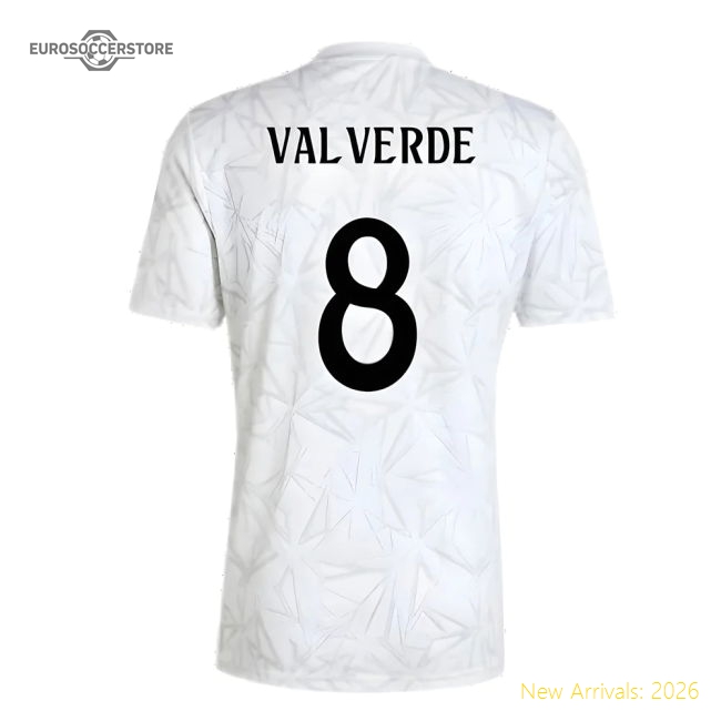 2024-2025 Real Madrid Pre-Match Shirt (White) (Valverde 8)-Football Jersey Hub