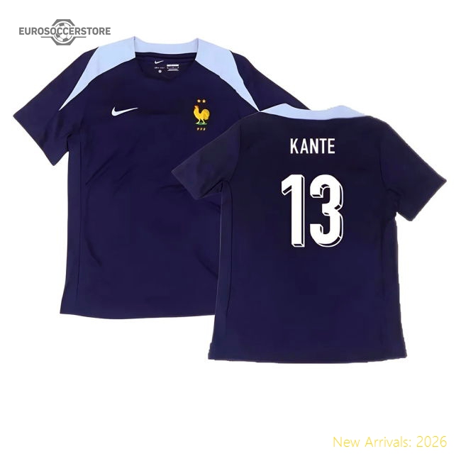 2024-2025 France Dri-Fit Strike Training Shirt (Navy) (Kante 13)-Football Jersey Hub