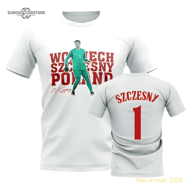 Wojciech Szczesny Poland Player Tee (White)-Football Jersey Hub