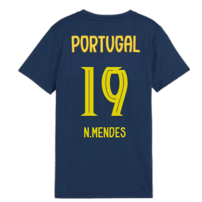2025-2026 Portugal Casuals Tee (Persian Blue) - Kids (N.Mendes 19)-Football Jersey Hub