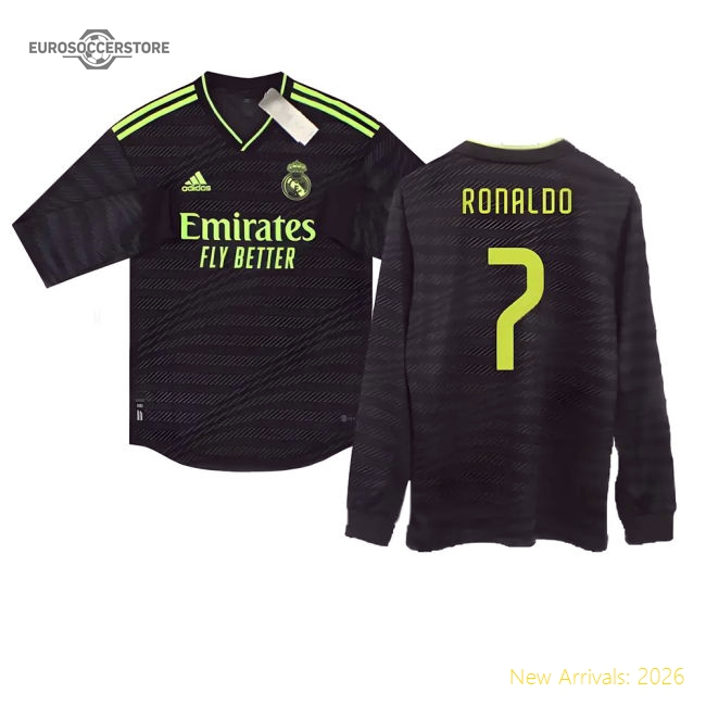 2022-2023 Real Madrid Authentic Long Sleeve Third Shirt (RONALDO 7)-Football Jersey Hub