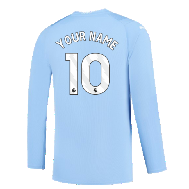 Manchester City 2023-2024 Puma Home Long Sleeved Shirt (S) (Good) (Your Name)-Football Jersey Hub
