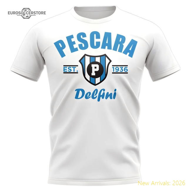 Pescara Established Football T-Shirt (White)-Football Jersey Hub