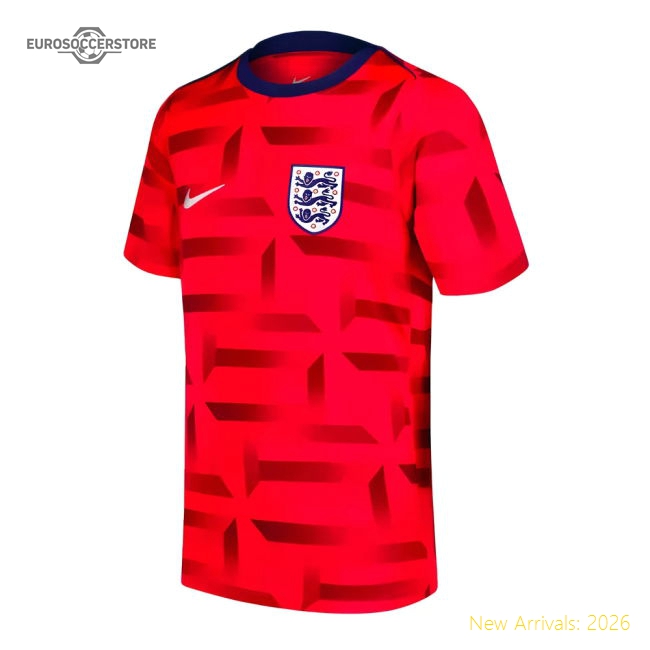 2024-2025 England Dri-FIT Pre-Match Shirt (Red)-Football Jersey Hub