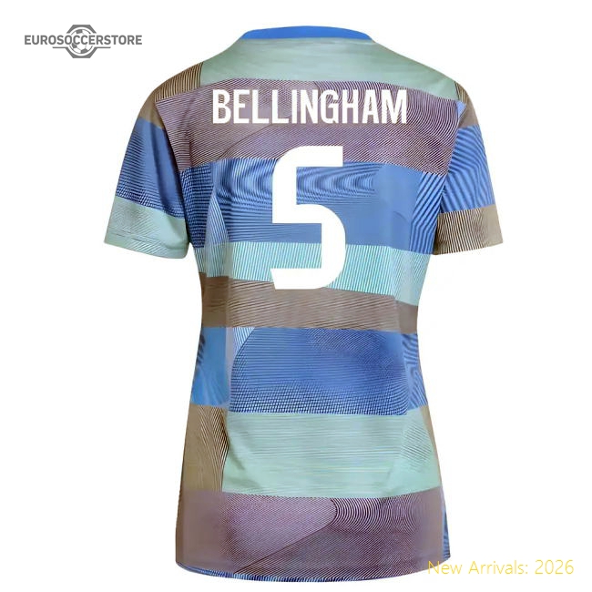2025-2026 Real Madrid Pre-Match Shirt (Bluebird) - Womens (Bellingham 5)-Football Jersey Hub