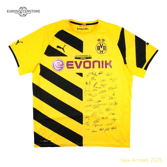 Borussia Dortmund 2014-15 Special Signed Cup Home Shirt (XL) Aubameyang #17 (Very Good)-Football Jersey Hub