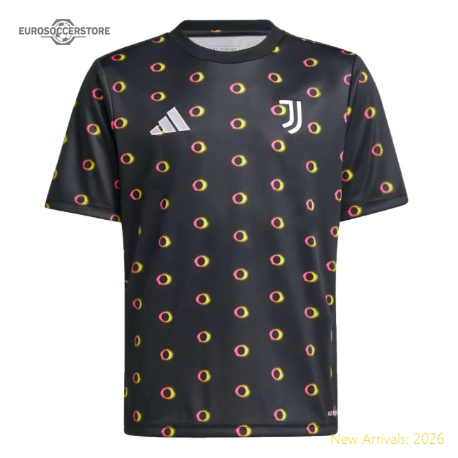 2024-2025 Juventus Pre-Match Shirt (Black) - Kids (Ronaldo 7)-Football Jersey Hub