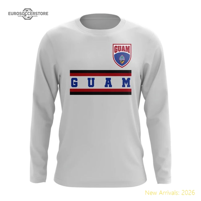 Guam Core Football Country Long Sleeve T-Shirt (White)-Football Jersey Hub