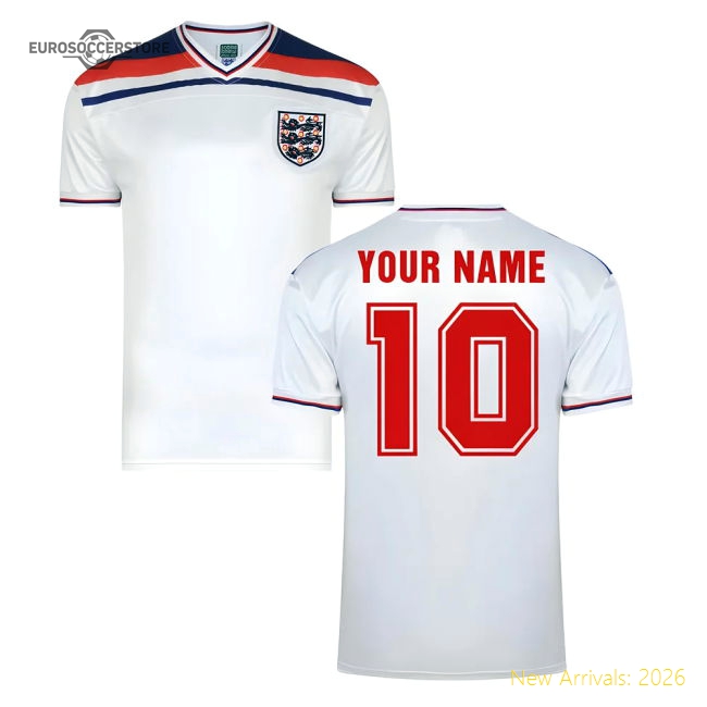 Score Draw England World Cup 1982 Home Shirt (Your Name)-Football Jersey Hub