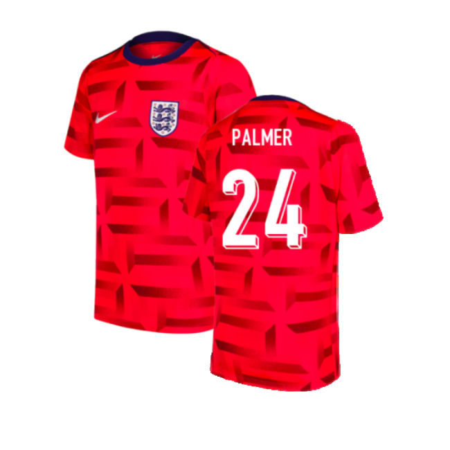 2024-2025 England Dri-FIT Pre-Match Shirt (Red) (Palmer 24)-Football Jersey Hub