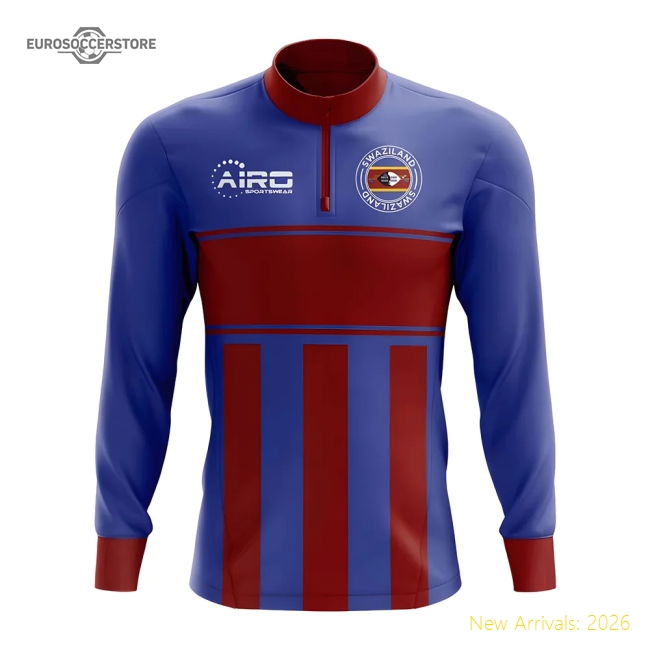 Swaziland Concept Football Half Zip Midlayer Top (Blue-Red)-Football Jersey Hub