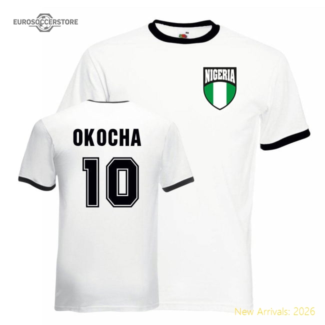 Jay-jay Okocha Nigeria Ringer Tee (white-black)-Football Jersey Hub