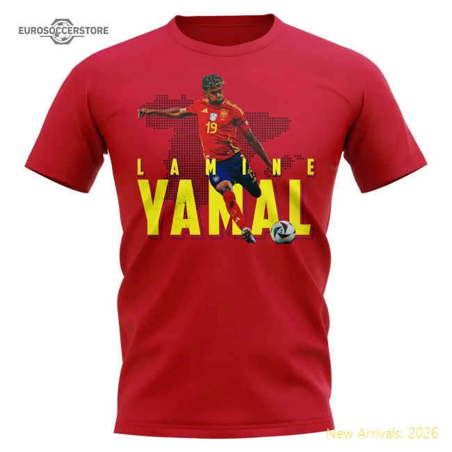 Lamine Yamal Spain 19 T-Shirt (Red)-Football Jersey Hub